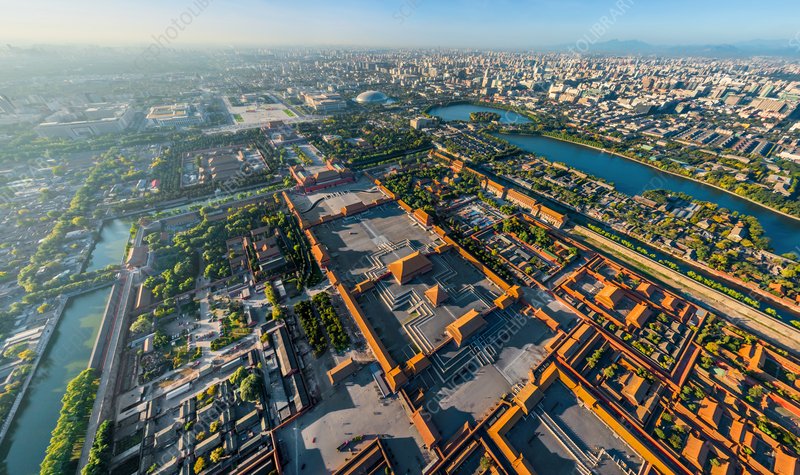 Aerial view of the Forbidden City, Beijing, China.